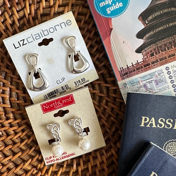 Clip Earrings Lot of 2 Pairs North Crest and Liz Claiborne New with Tags - Picture 1 of 5